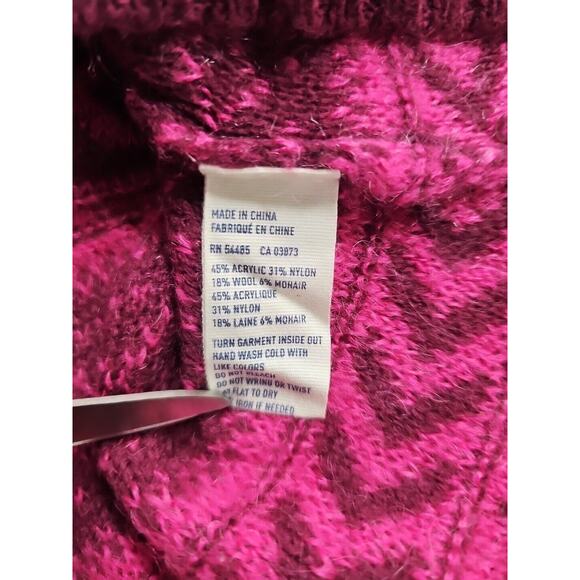 American Eagle Womens Size X-Small Pink Purple Fuzzy Mohair Wool Nordic Sweater - Picture 7 of 8
